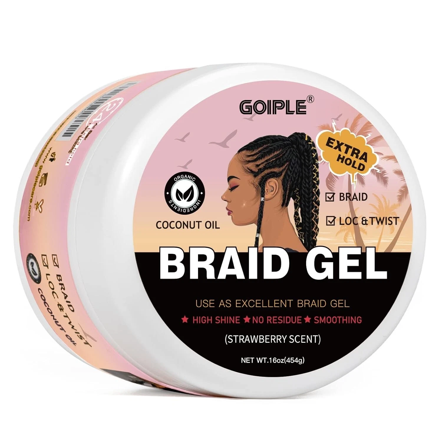 Goiple Braid Gel Strong Hold Strawberry Scent 16oz